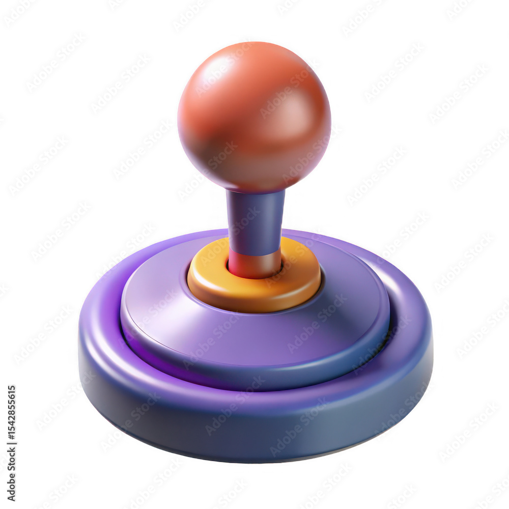 Poster a 3d render of a purple and orange joystick isolated on transparent background