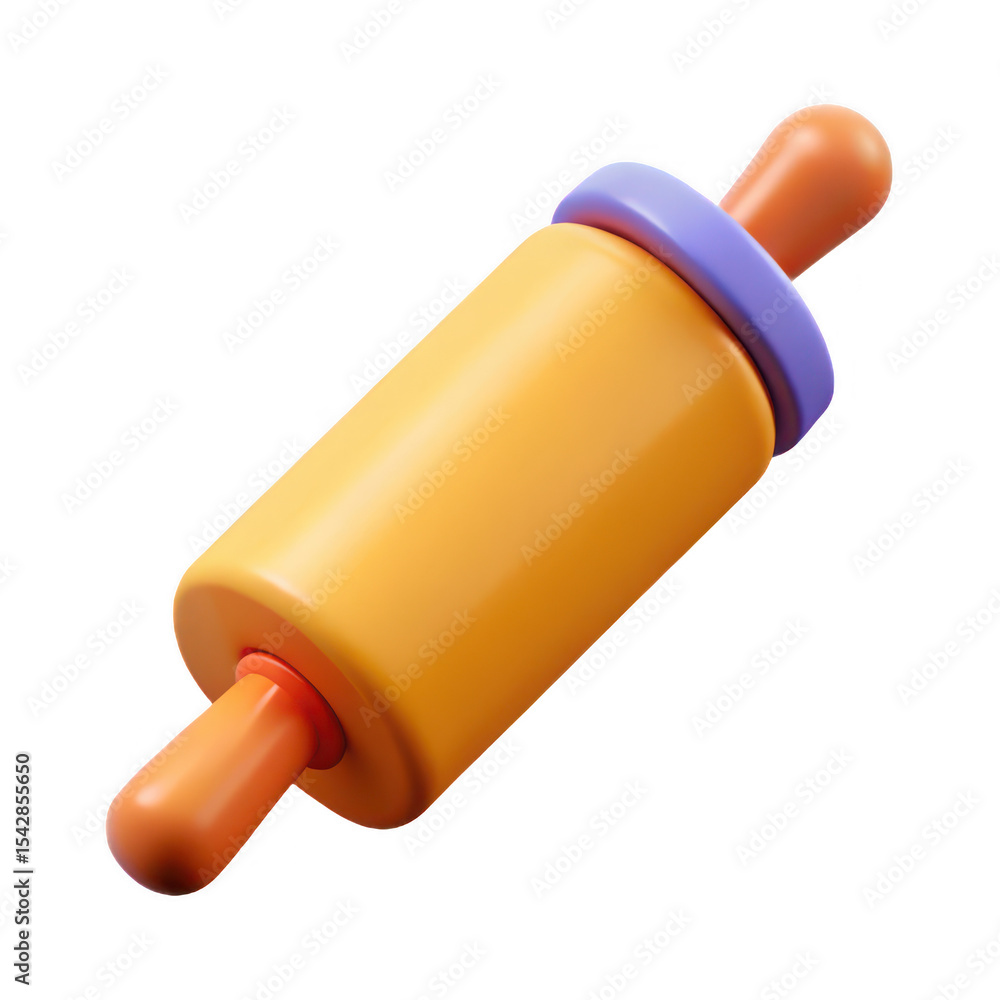 Poster a 3d render of an orange rolling pin isolated on transparent background