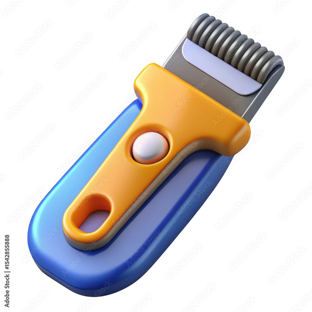 Poster a 3d render of a blue and orange scraper isolated on transparent background
