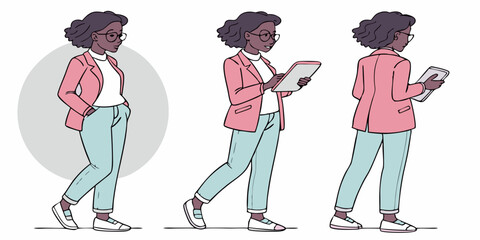 Cartoon vector illustration of a loving couple and a happy family with children enjoying winter sports