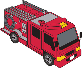 Isometric Illustration of a Red Firetruck