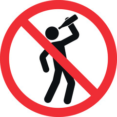 No alcohol sign.Drunk man not allowed sign. Forbidden signs and symbols.