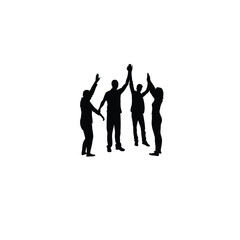 A team celebrating a project success with high-fives. on white background