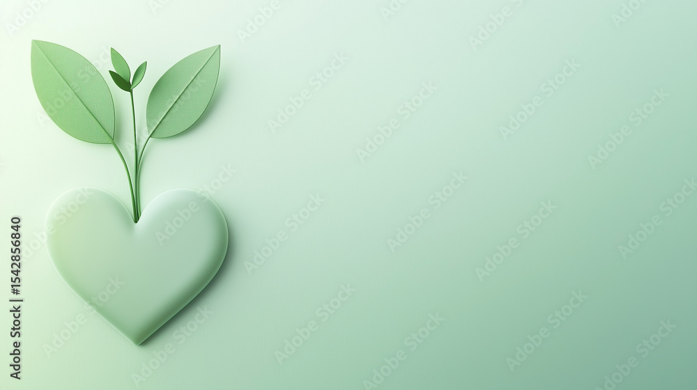 Poster organ donation week banner with soft green to white gradient background, heart icon with growing pla