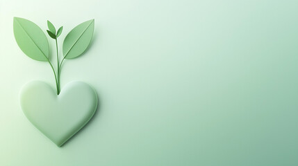 Organ Donation Week Banner with Soft Green to White Gradient Background, Heart Icon with Growing Plant Inside on Left Side, Clean and Calm Layout with Spacious Empty Text Area on Right