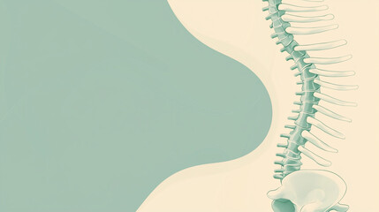 World Physiotherapy Day Banner with Muted Mint Green to Light Cream Gradient Background, Line-Art Spine and Hands Icon on Right, Simple Design with Ample Empty Space on Left for Health Awareness Text