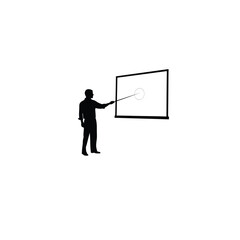 A team member using a projector for a presentation. on white background