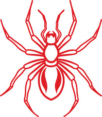 Spider Silhouette Line Art Vector Illustration On White Background