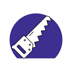 Sawing lineal color line icon with white background vector stock illustration