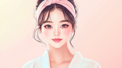 3d rendering Elegant Pink Headband: A Soft Portrait Illustration AI Generative