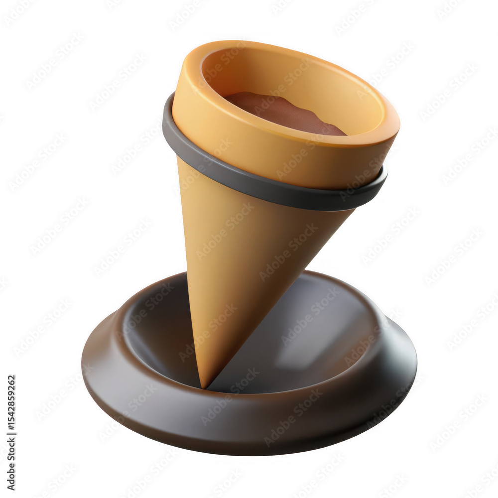 Poster a 3d rendering of an ice cream cone with chocolate isolated on transparent background