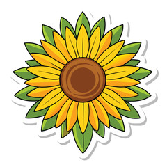 sunflower sticker on white background