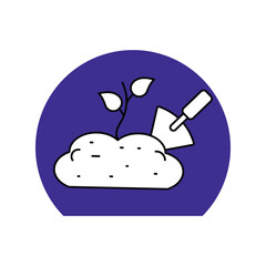 Shovel lineal color line icon with white background vector stock illustration