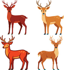 Four adorable cartoon deer illustrations