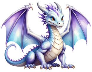 Fantasy dragon on white or transparent background