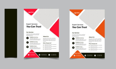 Modern corporate business flyer template design – clean and professional layout with red accent colors, suitable for marketing, agency, company promotion, or branding materials