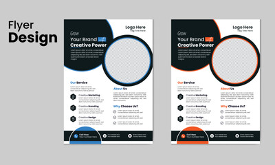 Corporate business flyer template with blue accents – clean modern layout, editable company brochure design for marketing, branding, or services promotion