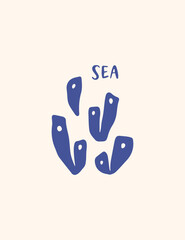 Whimsical hand drawn coastal poster