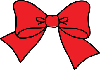 A simple, red ribbon bow, perfect for gift wrapping.