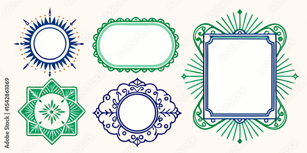 Poster elegant ornamental frames design elements for branding and logos