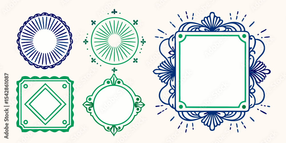 Poster elegant ornamental frames for branding design projects featuring decorative circular and square bord