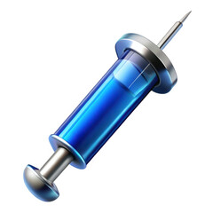 3d realistic blue syringe medical render isolated on transparent background
