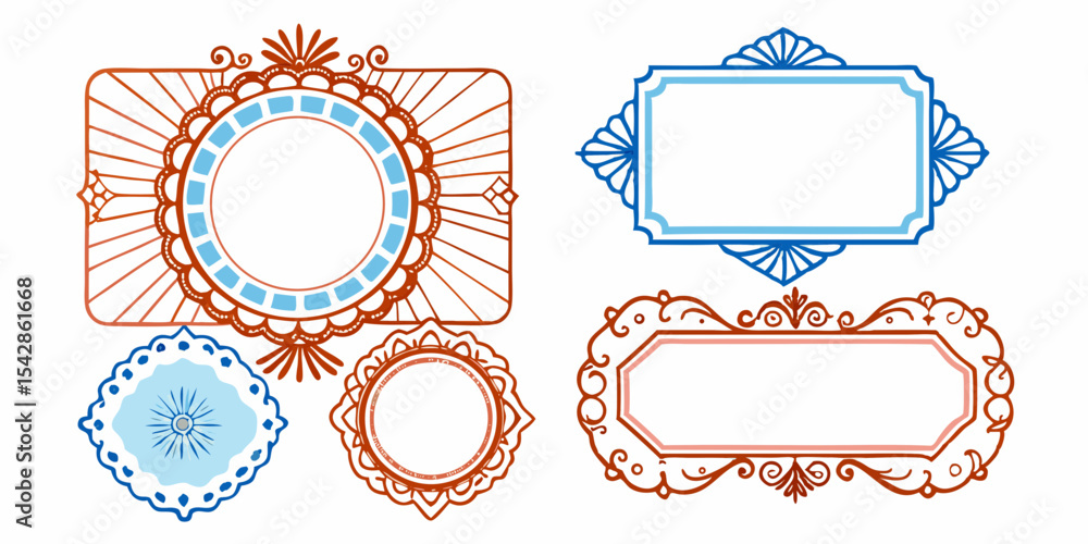 Poster elegant ornamental frames design set perfect for branding projects and logo creation