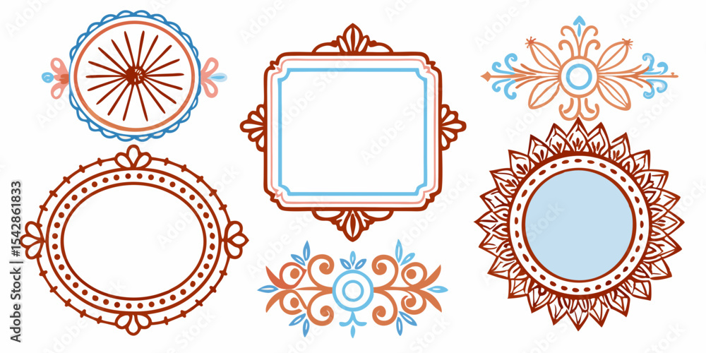 Poster elegant ornamental frames and design elements for branding and logos