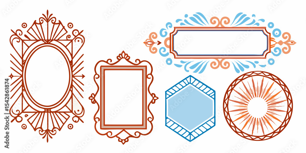 Poster elegant decorative frames set for design projects: ornate border elements for branding and logos