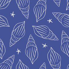 Hand drawn whimsical seashell pattern