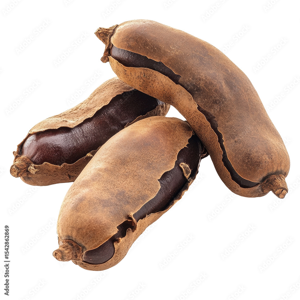 Aufkleber tamarind fruit displayed on a transparent background highlighting its unique shape and texture, tama