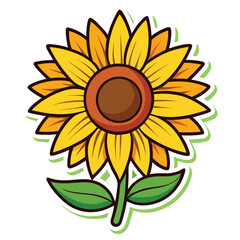 sunflower sticker on white background