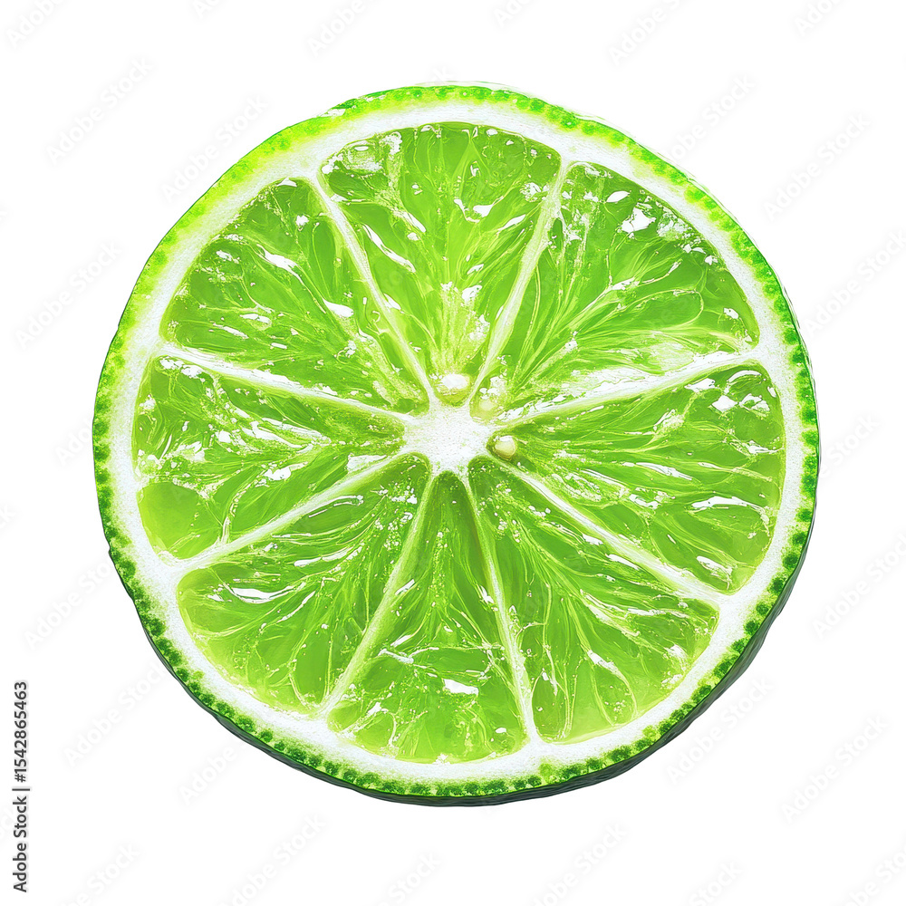 Poster freshly sliced lime isolated on a transparent background showcasing vibrant green color and juicy te