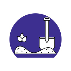 Shovel lineal color line icon with white background vector stock illustration