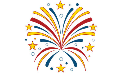 Colorful fireworks burst illustration isolated on white background