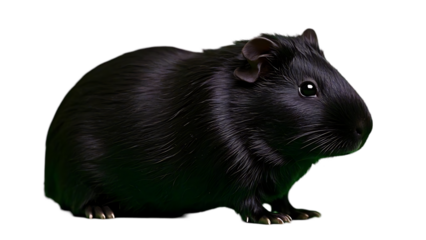 Black Guinea Pig Render Green Background 8 K dark rodent