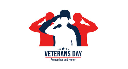 Silhouetted Soldiers Saluting for Veterans Day Remembrance