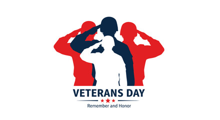 Silhouettes of Saluting Soldiers for Veterans Day, Patriotic Design