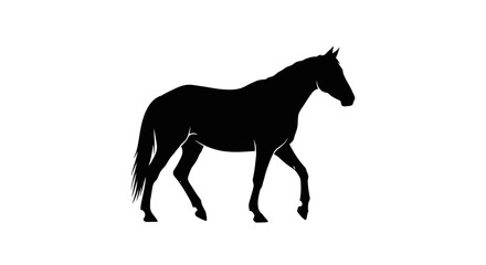 Simple Black Silhouette of a Walking Horse