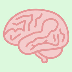 Flat cartoon brain in pink for education and wellness