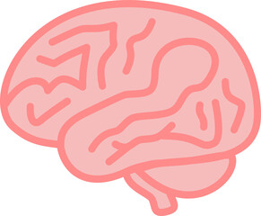 Flat cartoon brain in pink for education and wellness