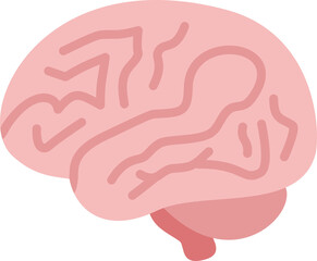 Flat cartoon brain in pink for education and wellness