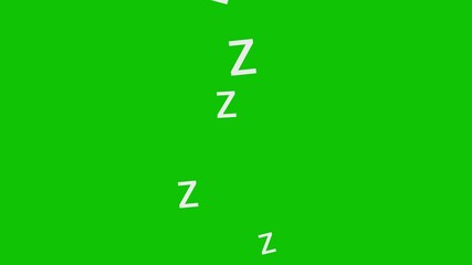 sleeping symbol zzz cartoon style animation on green screen