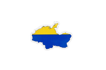 Ukraine Map with Yellow and Blue National Flag