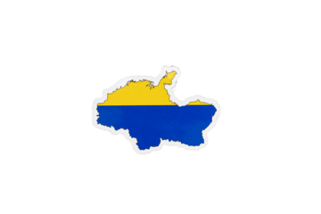 Ukraine Map with Yellow and Blue National Flag