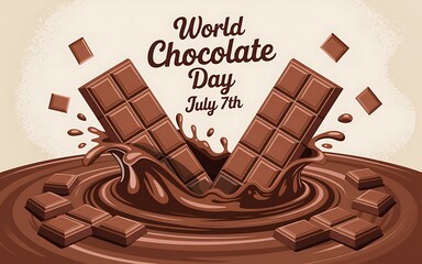 World chocolate day celebration with melted chocolate