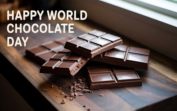 Happy world chocolate day dark chocolate bars