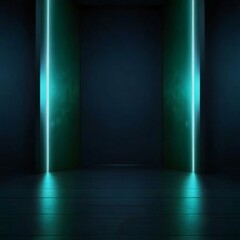 empty room with green wall and spotlights