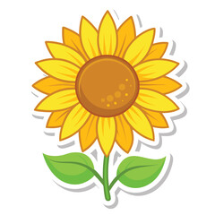 sunflower sticker on white background