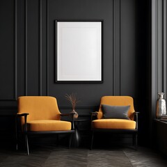 Poster Frame Mockup.Modern Living Room Wall Art Display.